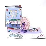 Wugakio Riesenrad-Pop-Up-Karte, 3D-Karte, Papier-Pop-Up-Geburtstagskarte, Grußkarte zum Geburtstag, Muttertagskarte, Glückwunschkarte, Karte für Mutter, Schwester, Ehefrau, Kinder, Mädchen, F