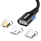 ZIIXII 3 in 1 Magnetisch USB Kabel Nylon [1M/3.3FT] Magnet Multi USB Ladekabel Magnetic Datenkabel Schnellladekabel für Phone 12 Mini SE, Samsung Galaxy S20 S10 S7 A50, Xiaomi, Honor, Sony,