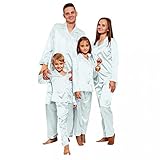 Weihnachts Schlafanzug Familie Set 3 Einfarbig Weihnachtspyjamas Set Pyjamas Family Langarm Winter Nachtwäsche Set Outfit Weihnachten Familie Loose Kuschelig Hausanzug Schlafanzüge Homew