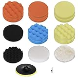 HIFROM Polierpad Auto Auto Bohrer Polierer Polierschwamm Pads Set M14 Bohradapter mit Schaft, HI0921-2, 4-I