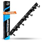 JAWAonline Gerätehalter Set - Hochwertiger Besenhalter aus Edelstahl - Besenhalterung Wand ohne Bohren - Besenstielhalter mit Haken - Besen Halterung inkl. Schrauben und Kleb