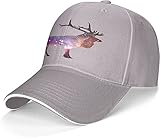 KEROTA Galaxy Deer Unisex Baseballkappe, verstellbar, Anti-Ultraviolett-Grau, Einheitsgröß