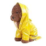 LJJLJJ Hunde-Regenmantel aus Polyurethan, reflektierender Streifen, mit Kapuze, Teddybär, Bichon, Haustierkleidung, Gelb, XL