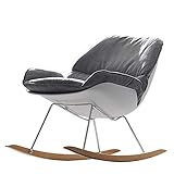 Madeinely Bequemer Relax Schaukelstuhl Komfortable Schaukelstuhl Sessel mit Baumwollgewebe Kissen Grau Relax (Color : Gray, Size : M)