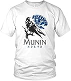 North - Munin Rabe Valhalla Vegvisir Wikinger Walhalla Vikings Raven nordischer Kompass - Herren T-Shirt und Männer Tshirt, Größe:L, Farbe:Weiß/B