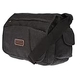 Christian Wippermann große XL Herren Damen Tasche Umhängetasche Canvas Messenger Bag Schw