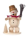 DREGENO Seiffen eG Räuchermann Schneemann mit Eimerhut, Holz, Natur, 3.5 x 3.5 x 13