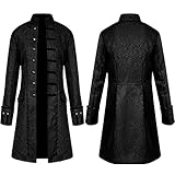 Tyoby Herren Jacke Frack Steampunk Gothic Gehrock Uniform Cosplay Kostüm Smoking Mantel Retro Viktorianischen Langer Plus Size Windbreaker Halloween Weihnachten Uniform Kostü