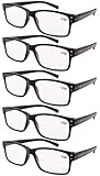 Eyekepper 5er-pack Federscharniere Vintage Herren Lesebrille in Schw