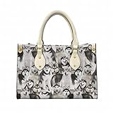 Frauen Hund Handtasche Leder Tote Henkeltasche Schulterbeutel Umhängetasche Stilvoll für Büro Arbeit Business Schule Top Griff Tasche Aktentaschen multicolor9 Einheitsgröß