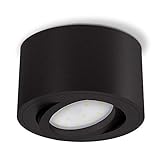 SSC-LUXon CELI-1BM Aufbauspot LED flach schwenkbar - mit wechselbarem LED Modul 5W warmweiß 230V - Aufbaustrahler schw