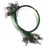 QFDM Wear-Resistant Fishing line 20 PC-Stahldraht Durable Angelschnüre 25cm Länge Anti-Korrosions-Angelschnur mit elastischem Buckle Entwurf No Breakage or Breakage (Color : Green)