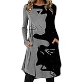 TWIOIOVE Partykleid Damen Elegant Abendkleid Minikleid Schmale Paket Hüfte Freizeitkleider Langarm Retro Gemütlich Langärmliges Kleid Tüllkleid Club Party