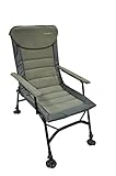 MK Kingsize Recliner, Karpfenstuhl, belastbar bis 150kg, bequemer und leichtgewichtiger Camping Stuhl, mit Armlehne und Verstellbarer Sitzhöhe (42cm bis 55cm), inkl. breiter S