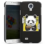 Hard Case kompatibel mit Samsung Galaxy S4 Schutzhülle schwarz Smartphone Backcover Panda Design Jap