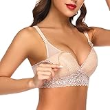 Damen Still BH Spitze ohne Bügel Schwangerschafts BHS Umstands Bra Vorne Clips an Träger Still Bustier einfach zu stillen Einlage herausnehmb