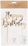 PartyDeco KPT11-019M - Cake Topper - Happy Birthday - gold - - 22,5 cm hoch - 15 cm b