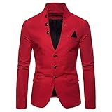 DaDuo Jacke Herren Slim Fit Einfarbig Stehkragen Anzüge Herren Frühling Herbst Klassisch Bankett Business Gastgeber Jacke Herren Lässig Mode Übergangsjacke H