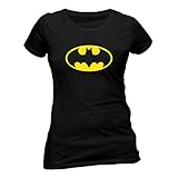 Batman Logo Skinny Fitted Damen T-Shirt Offizielles Lizenzprodukt|schwarz-XL