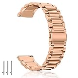 Aimtel 18mm Armband Kompatibel mit Fossil Gen 4 Q Venture HR Armband/Gen 3 Q Venture/Fossil Sport/Michael Kors Damen, 18mm Metall Armband Uhrenarmband (Roségold)