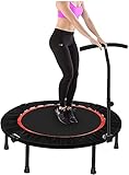 Trampolin Indoor Ø100cm Fitness Trampolin Faltbar mit 4-Fach Höhenverstellbarer Haltegriff, Jumping Fitness Trampolin für Erwachsene und Kinder, Trampolin bis 150kg