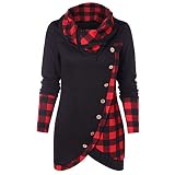 Unregelmäßiger Tops Sweatshirt Kariert Oberteil Frauen Aushöhlen Zerschneiden Langarm Bluse Damen Elegant Blouse Einfarbig T-Shirt Hemd Pullover Damen Lässiges Mode Für Herbst & Frühling
