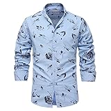 QWERD Herren Hemd formelle Freizeithemd Businesshemden Freizeithemden Langarm Baumwolle Klassisch Regular Fit Hemden Herren Druck Long Sleeve Casual Button Down Slim Fit Shirts Musterhemd für M