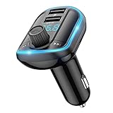 Wodgreat Bluetooth FM Transmitter Auto Wireless Radio Adapter,mit Blauem Umgebungslicht,Freisprecheinrichtung Kfz-Empfänger,2 USB Aufladung,Auto Musik-Player Unterstützt 32GB SD-Karte und USB Stick