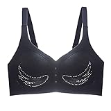 Julhold Unterwäsche für Frauen Sexy Non Trace BH Mittlere Unterstützung Yoga Übung Fitness Dessous Dessous Leicht V-Ausschnitt BHS(Schwarz,XXL)