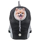 Buwico Hunde- und Katzen Hunderucksack, Welpen-Haustier-Front-Paket mit atmungsaktivem Head-Out-Design und gepolsterter Schulter zum Wandern im F