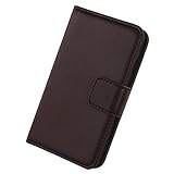 Gukas Design Echt Leder Tasche Für Cubot S200 Hülle Handy Flip Brieftasche mit Kartenfächer Schutz Protektiv Genuine Premium Case Cover Etui Skin Shell (Dark Braun)