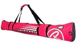 BRUBAKER Skitasche Carver Champion Pink Weiß - Gepolsterter Skisack für 1 Paar Ski und Stöcke - Reißfester Ski Bag 170 x 34 x 34