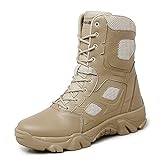 Sportinents Military Tactical Herren Leder Outdoor Round Toe Sneakers Herren Combat Desert Hohe Ankle Boots Camel 8.5