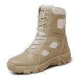 Sportinents Military Tactical Herren Leder Outdoor Round Toe Sneakers Herren Combat Desert Hohe Ankle Boots Camel 8.5