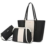 LOVEVOOK Handtasche Damen Gross Handtaschen Set Taschen groß Handtaschen für Frauen Damen-henkeltaschen Shopper Schultertasche (a Schwarz Beige Schwarz)