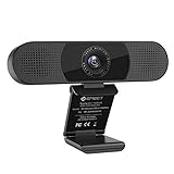 eMeet 1080P Webcam - C980PRO Webcam mit Mikrofon und Lautsprecher, Full HD Webcam mit Objektivabdeckung, 90 ° Sichtfeld, Automatische Lichtkorrektur, Plug & Play, für PC, Skype,