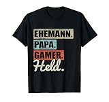 Herren Ehemann Papa Gamer Held Zocker Vintage T-S