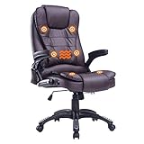 HOMCOM Massagesessel Bürosessel Bürostuhl Chefsessel Gamingsessel 6 Punkt Vibrations Massage mit Wärmefunktion drehbar (Braun)