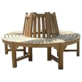 Trendy-Home komplette volle Baumbank aus Teakholz Massivholz Holzbank Gartenbank ca. 150 cm breit Teakholz Rundbank