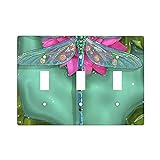 ZORIN Dreifach-Lichtschalter-Abdeckung, Libelle, Blume, Lotusblatt, 3-Gang-Lichtschalter-Abdeckung, 11,4 x 16,2
