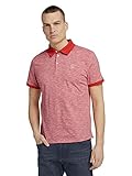 TOM TAILOR Herren 1025987 Poloshirt in Mélange-Optik, 21016-Plain Red White Stripe, XL