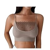 HNXMJ Sexy Brusttops der Frauen,eng anliegender Spitzen-Patchwork-BH,Nahtloser BH,Korsett,umwickelte Brust,Camisole (Color : Gray, Größe : Small)