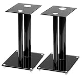 Pronomic SLS-28B Hifi/Studio Lautsprecher Stative (Lautsprecherständer, Boxenstativ, Höhe 47 cm, Glasplatten, Alurohre, Spikefüße) schw