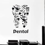 Zahnklinik Vinyl Wandtattoo Zahnarzt Art Deco Zähne Werkzeuge Wandaufkleber Wohnkultur Wandbild A2 68x42