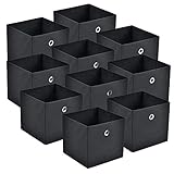 [en.casa] Faltbox 10er-Set Aufbewahrungsbox 30x30x28 cm Klappbox Organizer Vliesstoff Schw