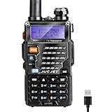 UV-5R E Walkie Talkie Dual Band VHF/UHF, mit LED-Anzeige 128 Speicherkanal, Tragbares 2-Wege-Funkgerät, professionell und einfach zu bedienen (Schwarz, 1 Stück) (Schwarz&Grau)