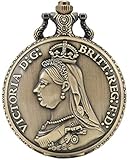 ZJJZ Taschenuhr Einfaches großes weißes Zifferblatt Quarz Damen Taschenuhr Einzigartiges Britisches Queen Victoria Muster H