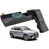 Upgrade 15W Fast Qi Kabelloses Ladegerät Auto für Mercedes Benz 2012 2013 2014 2015 2016 2017 2018 2019 GLE/GLS/GL/ML Center Console-Zubehörfeld, mit QC3.0 USB und 18W PD für iPhone 13 /13 Pro Max