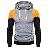 BAIXIAOCHI Herren Langarm Casual Revers Pullover Jacke Lose Kontrastfarb