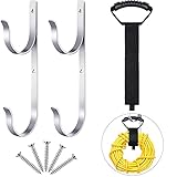 2 Stücke Schwimmbad Halter Aluminium Halter mit Schrauben Ideal Haken und Riemen Speichert und Organisiert Ausrüstung für Teleskop Stangen Laubrechen Skimmer Netze Bürsten Garten G